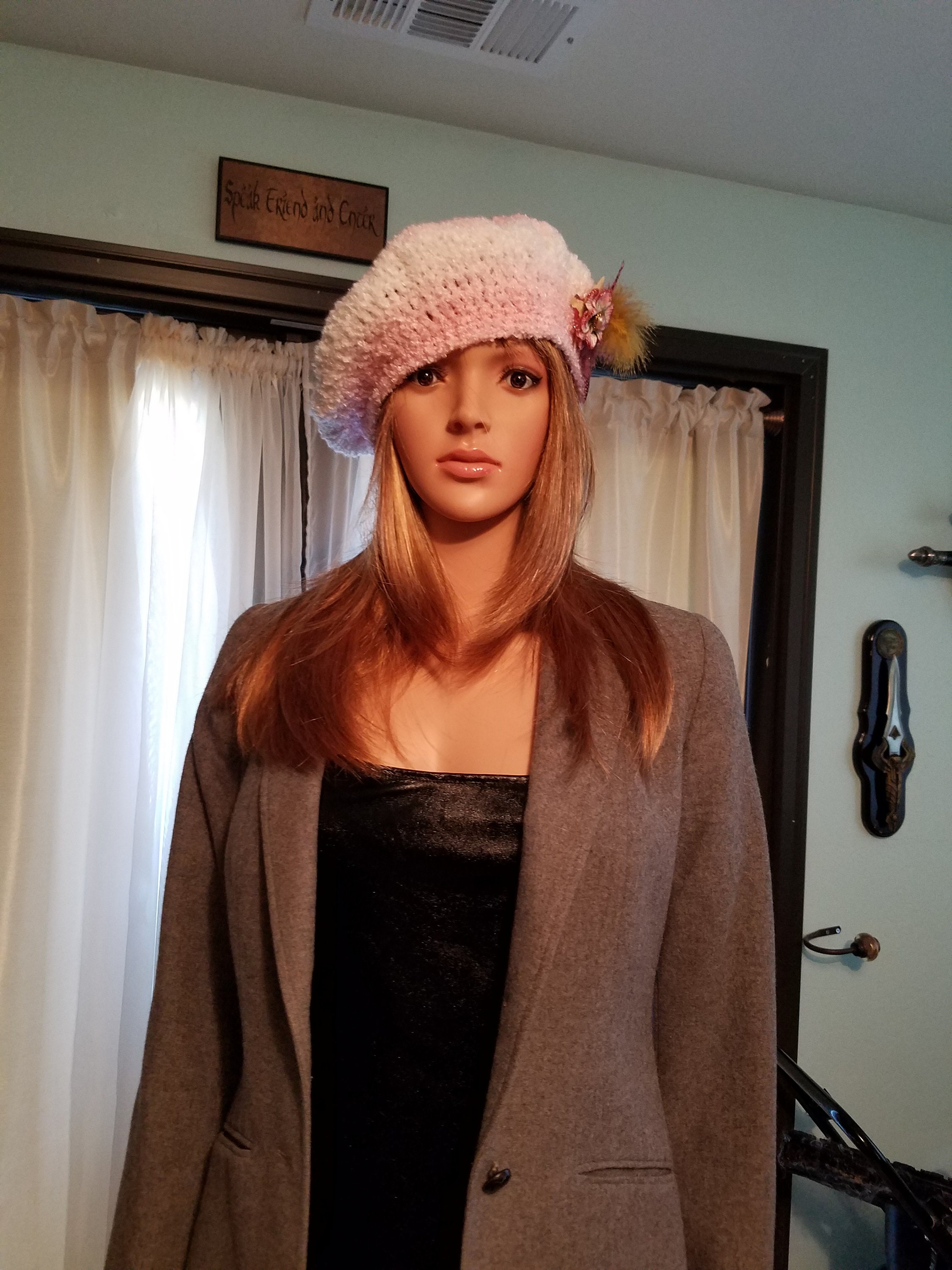 Pink Fluffy Beret With Accent - Etsy