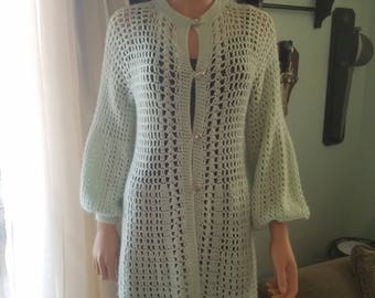 Light Green lacy crocheted sweater