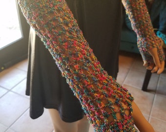 Rainbow sparkly fingerless gloves