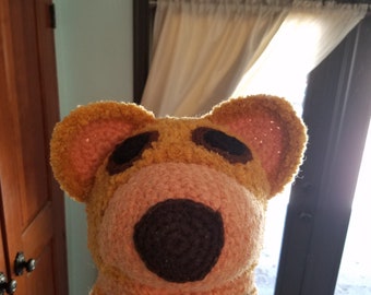 fuzzy gold and tan bear hat with braids