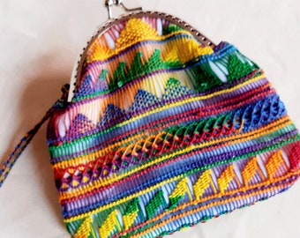 Kiss Lock Coin Purse Wallet With Clasp Closure Purse Retro Ñandutí Nanduti
