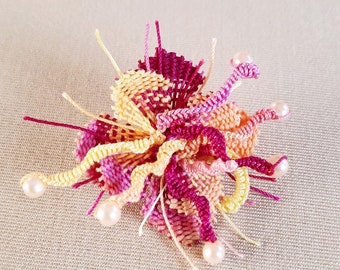 Flower Brooch / Hair Accessories - Multicolor - Nanduti Ñandutí Paraguay