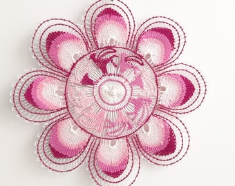 Lace Doily - White, Pink 6.3" (16cm.) Placemat Home Decor Centerpiece Embroidered Nanduti Paraguay Ñandutí Handmade