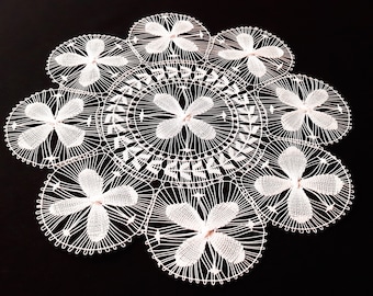 White Lace Doily 10.6" (27cm.) Placemat Table Decoration Tablecloth Paraguayan Embroidered Nanduti Ñandutí