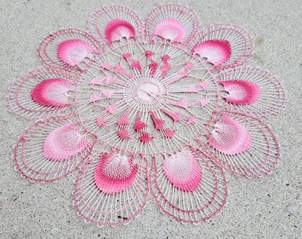 Lace Doily Coaster - Pink 5.9" (15cm.) Handmade Centerpiece Placemat Paraguay Ñandutí Nanduti Embroidered