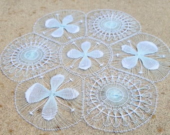 ヴィンテージ刺繍ドイリー 3枚セット：キャンドルウィッキング