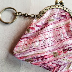 Keychain Wallet - Small Pouch Multicolor Retro Vintage Nanduti Paraguayan Embroidered Lace Ñandutí