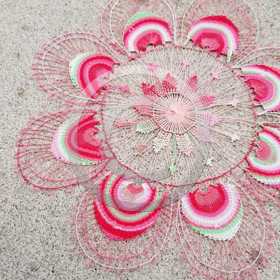 Encaje Doily hecho a mano 6.3 16cm. Cubierta de mesa - Etsy