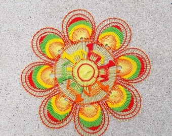 Lace Doily Handmade 6.3" (16cm.) Home Decor Table Mat Paraguayan Embroidered Nanduti Ñandutí Colorful