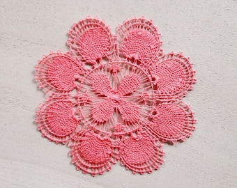 Pink Lace Doily 3.7" (9.5cm.) - Centerpiece Home Decor Paraguayan Embroidered Nanduti Ñandutí