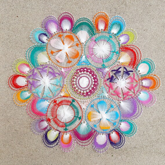 Colorful Handmade Lace Doily - Multicolor 12