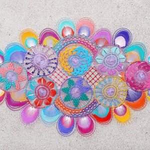 Colorful Doily Lace Embroidered Home Decor Table Runner Mantilla Dresser Scarf