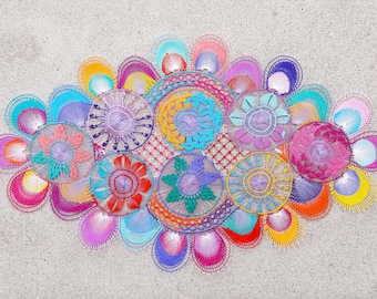 Colorful Doily Lace Embroidered Home Decor Table Runner Mantilla Dresser Scarf