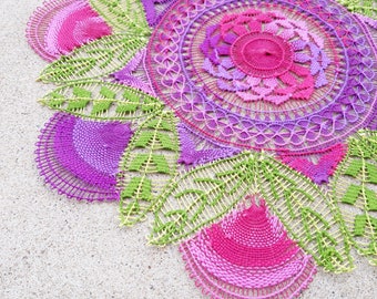 Lace Doily Multicolor Handmade Coaster Placemat Table Decor Paraguay Ñandutí Nanduti Embroidered Lace