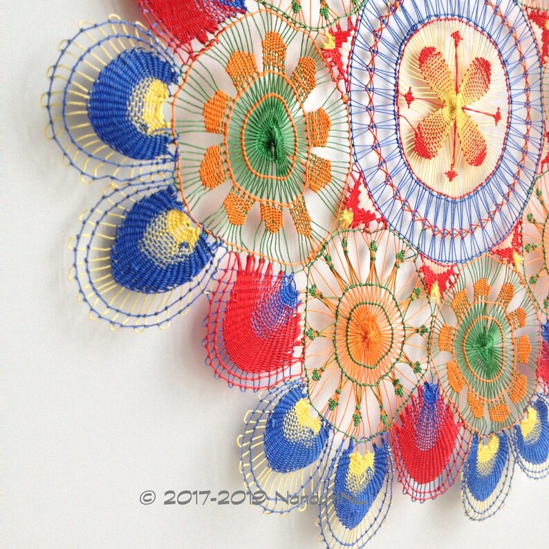 Ñandutí Handmade Lace Yellow Green Blue Red Orange | Etsy