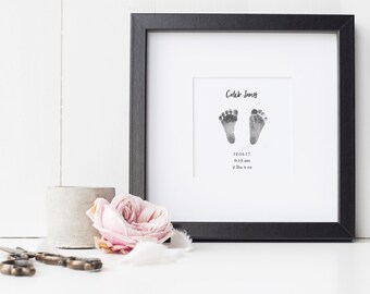 Baby Footprint Art Print, Personalized Foot Print Wall Art with Actual Footprints, Infant Loss, Stillbirth Gift, Stillbirth Memorial