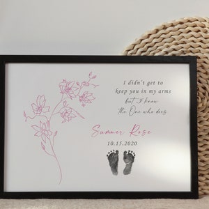 Baby Footprint Art Print, Personalized Foot Print Wall Art with Actual Footprints, Infant Loss, Stillbirth Gift, Stillbirth Memorial