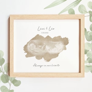 Twin Baby Ultrasound Art, Sonogram Gifts, Miscarriage Memorial, Infant Loss Gifts, Baby Memorial, Stillbirth, A Beautiful Remembrance image 1