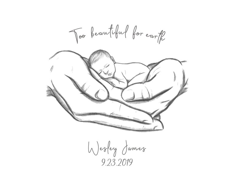 Too Beautiful for Earth, Miscarriage Memorial, Infant Loss Gifts, Baby Memorial, Stillborn, Stillbirth, A Beautiful Remembrance, DIGITAL image 5