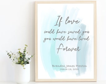 Personalized Miscarriage Gift, Infant Loss, Stillbirth Gift, Stillbirth Memorial, Quote "If Love Could Have Saved You"