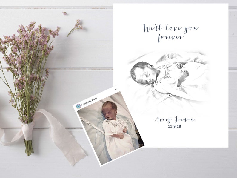 B&W, Baby Loss, Miscarriage Gift, Stillborn, Stillbirth, Baby Memorial, A Beautiful Remembrance image 4