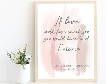 Personalized Miscarriage Gift, Infant Loss, Stillbirth Gift, Stillbirth Memorial, Quote "If Love Could Have Saved You"