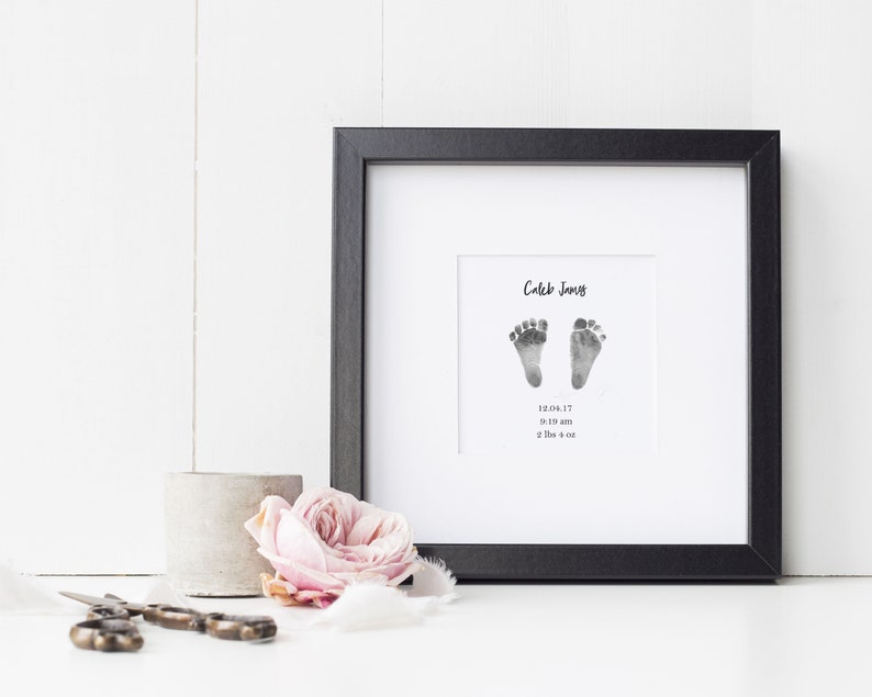 Baby Footprint Art Print, Personalized Foot Print Wall Art with Actual Footprints, Infant Loss, Stillbirth Gift, Stillbirth Memorial image 1