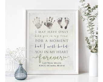 Personalized Baby Memorial Gift Print with Actual Hand Prints and Footprints, Infant Loss, Stillbirth Stillborn Gift, In Memory of Baby