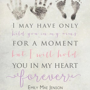 Personalized Baby Memorial Gift Print with Actual Hand Prints and Footprints, Infant Loss, Stillbirth Stillborn Gift, In Memory of Baby image 8