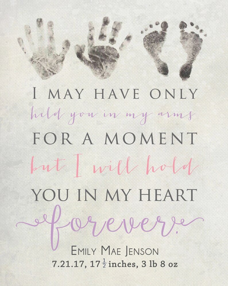 Personalized Baby Memorial Gift Print with Actual Hand Prints and Footprints, Infant Loss, Stillbirth Stillborn Gift, In Memory of Baby image 8