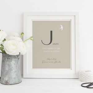 Infant Loss Gifts, Death of Child Memorial, Miscarriage Condolence, Baby Keepsake, Stillborn Gift, Origin of a Name, A Beautiful Remembrance image 1
