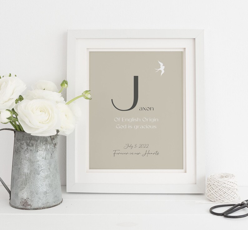 Infant Loss Gifts, Death of Child Memorial, Miscarriage Condolence, Baby Keepsake, Stillborn Gift, Origin of a Name, A Beautiful Remembrance image 1