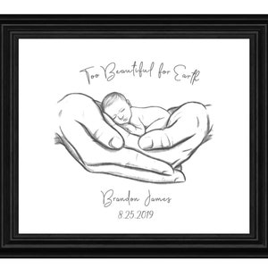 Too Beautiful for Earth, Miscarriage Memorial, Infant Loss Gifts, Baby Memorial, Stillborn, Stillbirth, A Beautiful Remembrance, DIGITAL image 9