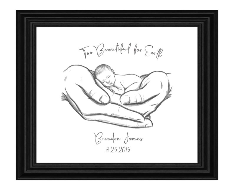 Too Beautiful for Earth, Miscarriage Memorial, Infant Loss Gifts, Baby Memorial, Stillborn, Stillbirth, A Beautiful Remembrance, DIGITAL image 9