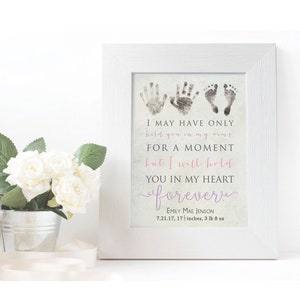 Personalized Baby Memorial Gift Print with Actual Hand Prints and Footprints, Infant Loss, Stillbirth Stillborn Gift, In Memory of Baby image 4