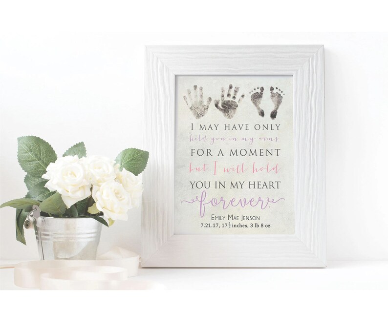 Personalized Baby Memorial Gift Print with Actual Hand Prints and Footprints, Infant Loss, Stillbirth Stillborn Gift, In Memory of Baby image 6