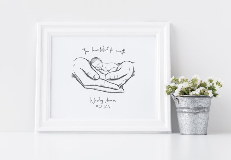 Too Beautiful for Earth, Miscarriage Memorial, Infant Loss Gifts, Baby Memorial, Stillborn, Stillbirth, A Beautiful Remembrance, DIGITAL image 8