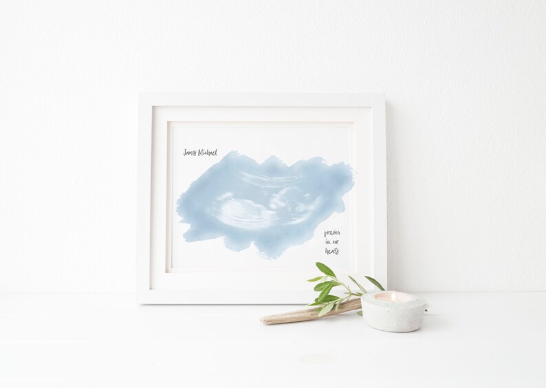 Custom Ultrasound Print, Miscarriage Ultrasound Keepsake, Personalized Stillborn Print, Sonogram Memorial Art, Watercolor Ultrasound image 3