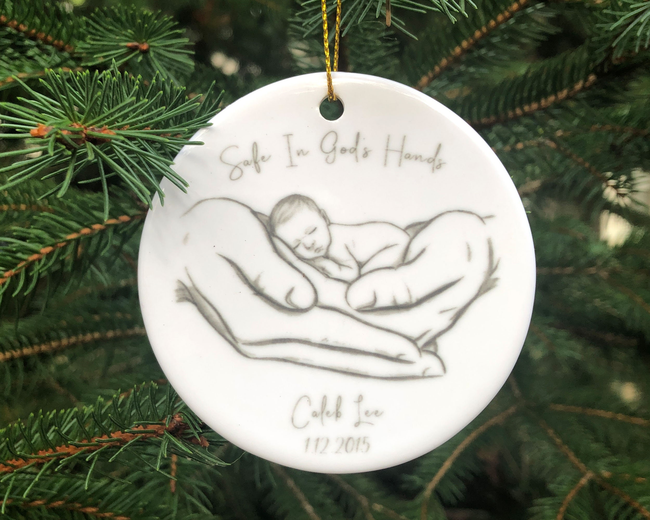 Porcelain Christmas Ornament Baby in Hand Infant Loss Gifts | Etsy