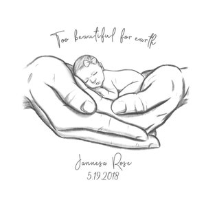 Too Beautiful for Earth, Miscarriage Memorial, Infant Loss Gifts, Baby Memorial, Stillborn, Stillbirth, A Beautiful Remembrance, DIGITAL image 7