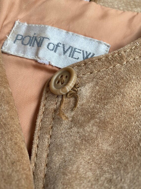 Vintage Tan Suede Jacket Worn In Distressed Cropp… - image 9