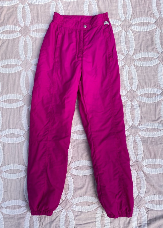 Vintage 1980’s Hot Pink Ski Snow Pants Retro Chal… - image 1