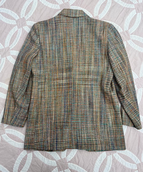 Vintage Silk Blazer 1990’s Oversized Plaid / Cros… - image 3