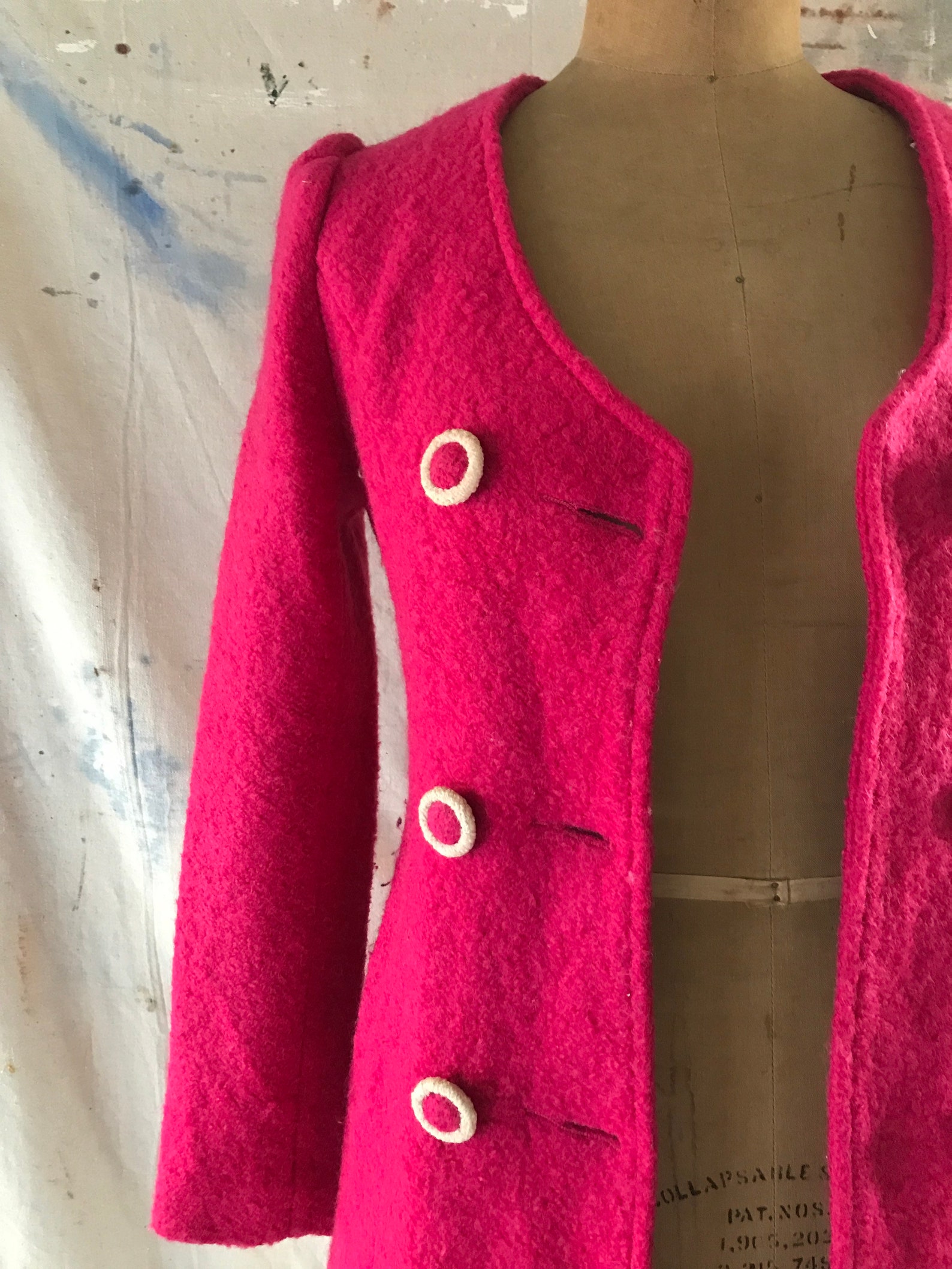 Pink Wool Boucle vintage Jacket Perfect Hot Pink Top Etsy