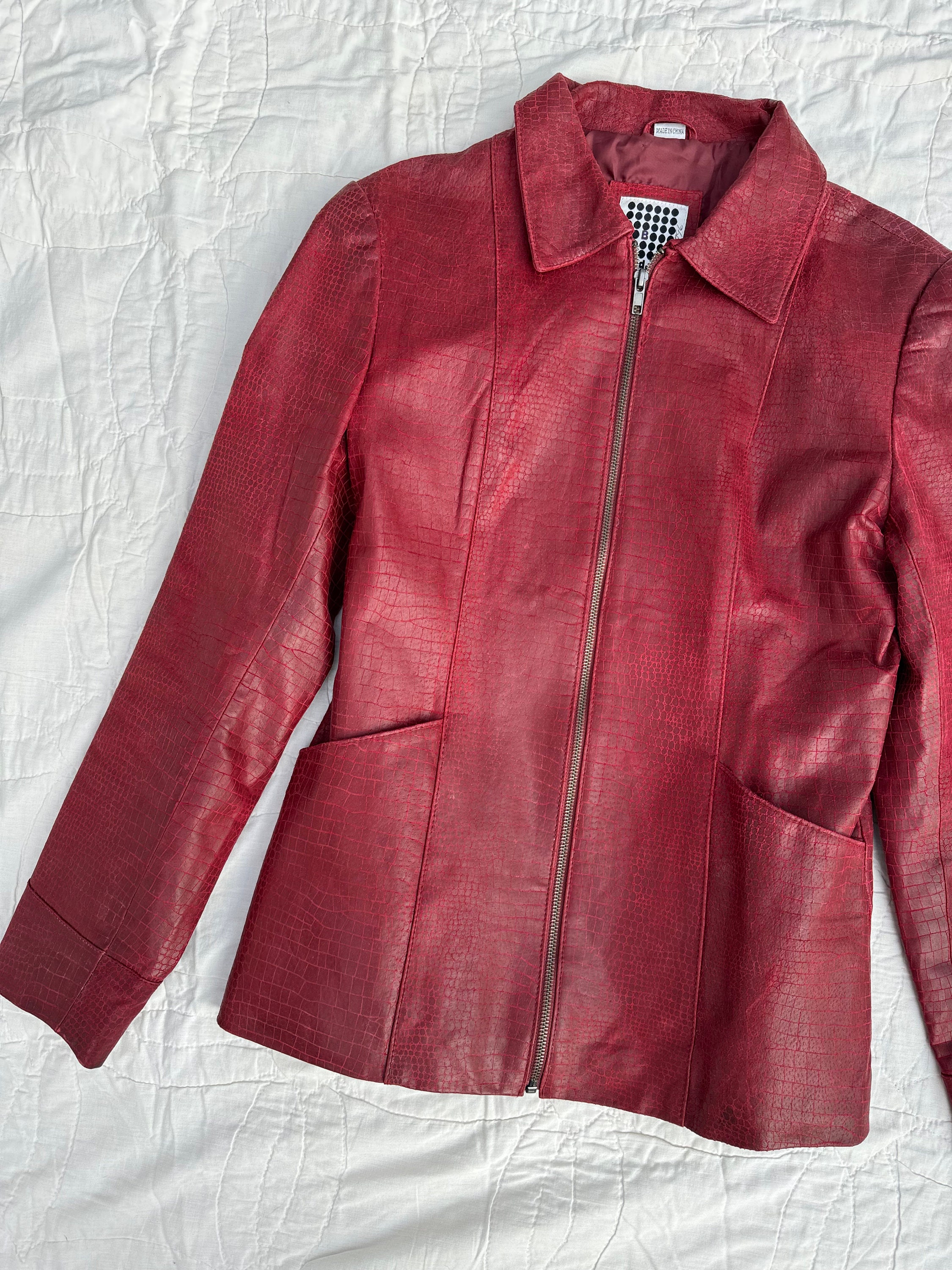 Red snakeskin shop puffer coat