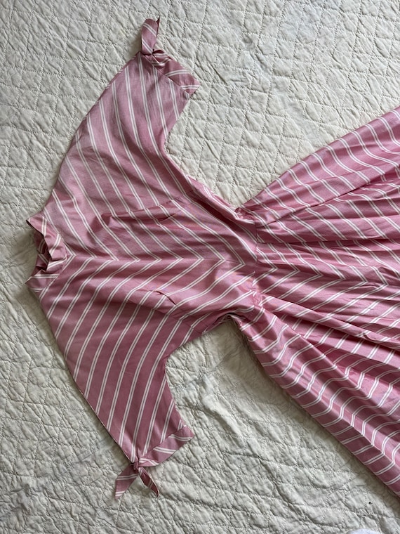 Vintage 1950s Striped Dress Pink White Stripes Fi… - image 3