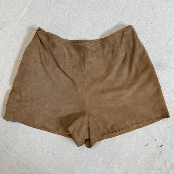 Vintage Suede Shorts Barneys New York Tan Beige Super Soft Leather Hot Pants