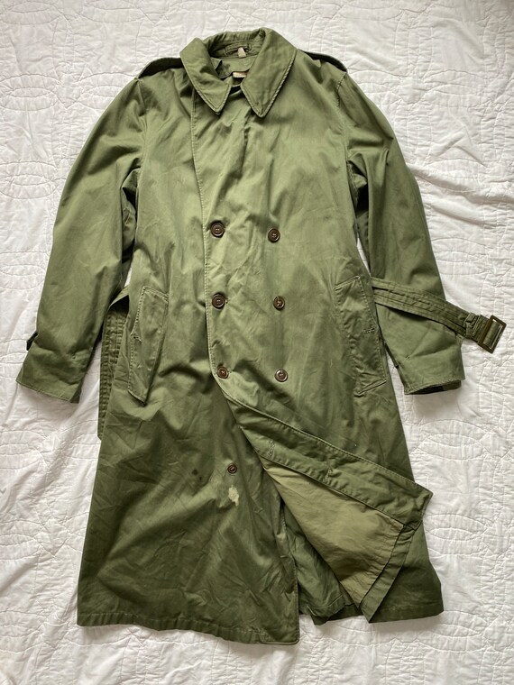 Vintage 1950’s Military Coat OG 107 Army Trench Overc… Gem
