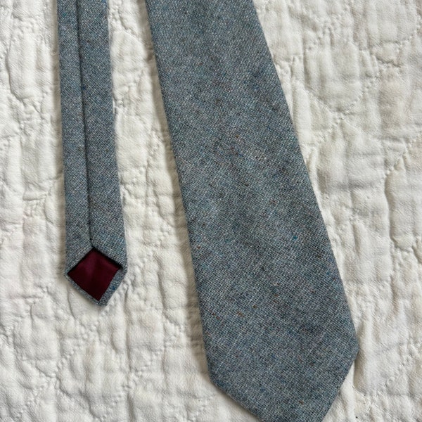 Vintage 1960s Wool Tie Grangemor Made in Ireland Blue Wool Necktie