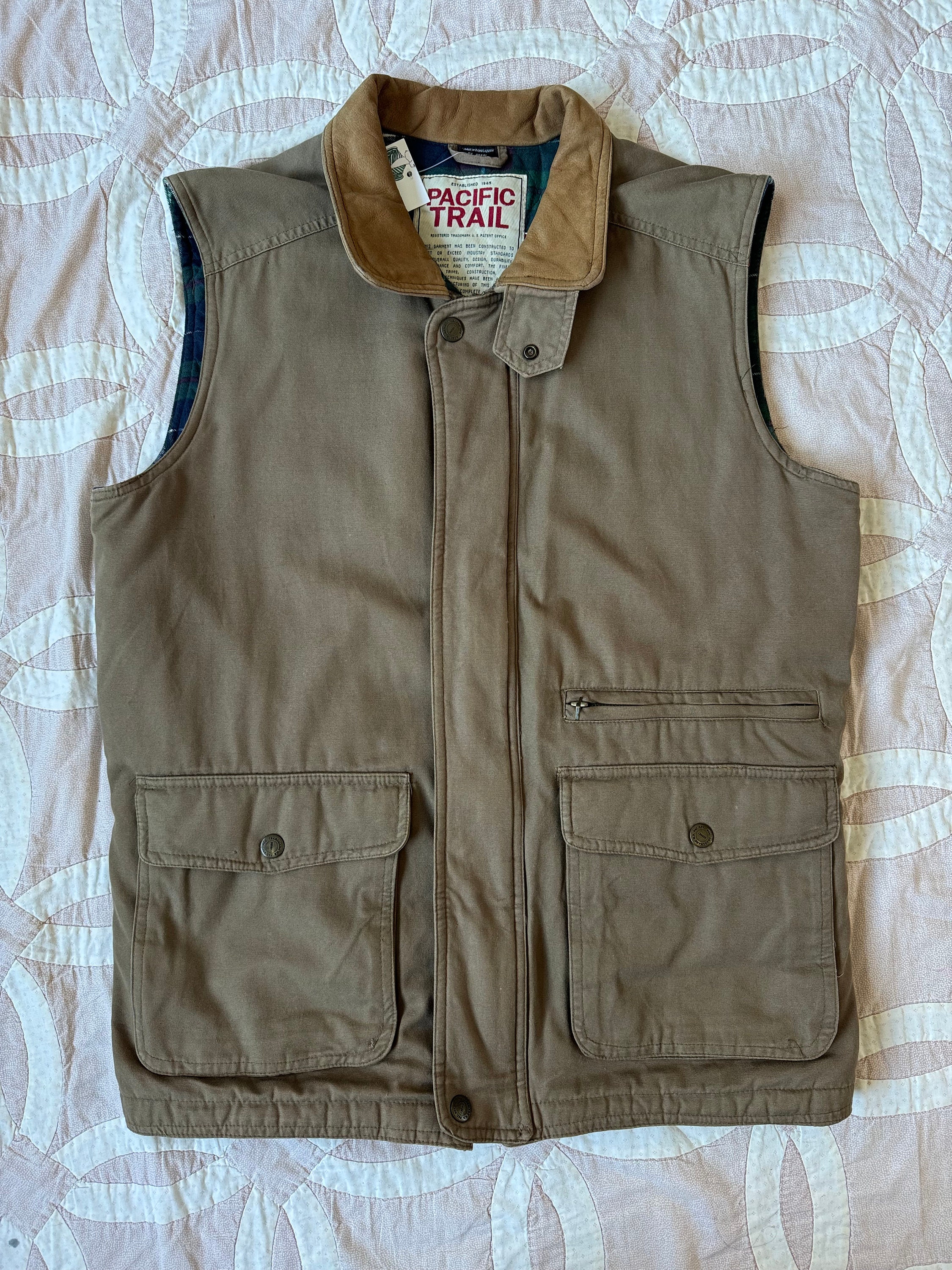 90s Y2K Vintage Fishing Vest Outdoor Cargo Full Zip Size XL Womens Beige  Casual 